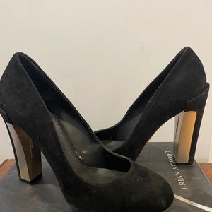 Brian Atwood suede block heel